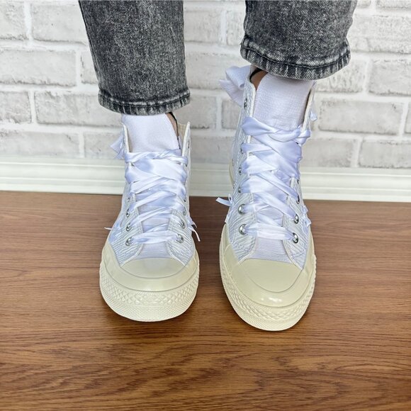 ❤️Converse Chuck 70 Hi Bow Pleated 9 Women Shoes Elegant Sneaker White A15191C - Picture 6 of 13